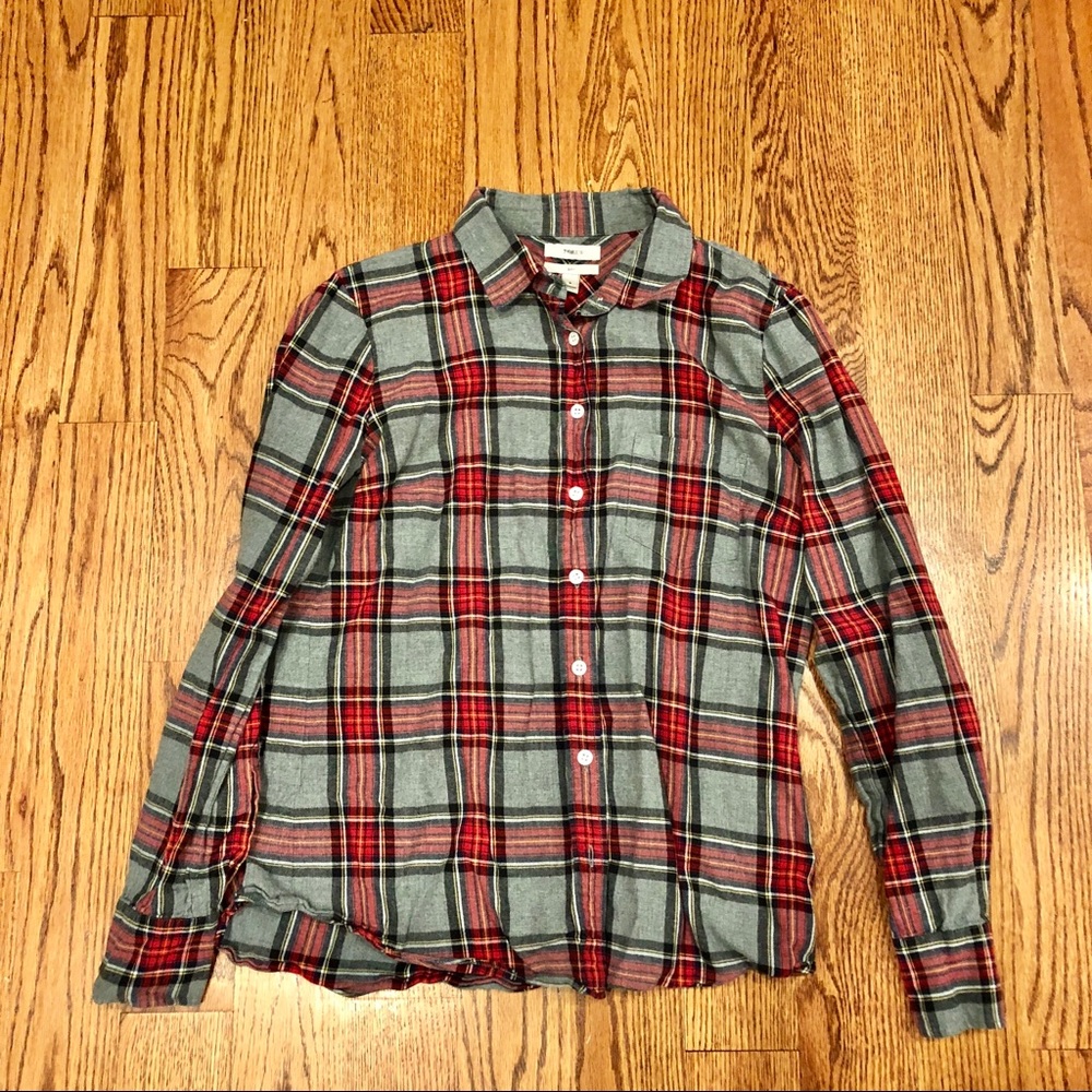 Grey and Red J. Crew Plaid Shirt